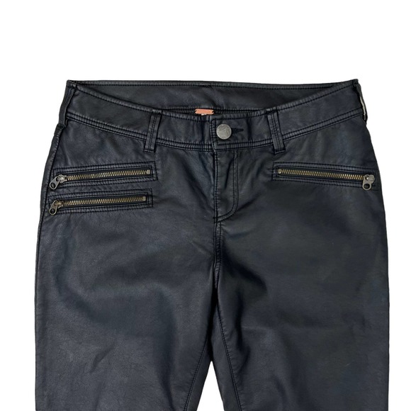 Free People Faux Leather Pants Size 4 Zip Ankle Zipper Pockets Moto Skinny Black - Picture 6 of 7